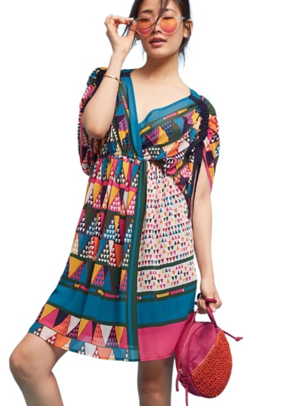 Maeve by Anthropologie. Colorful Geometric Dress. Size 2. Adjustable sleeve